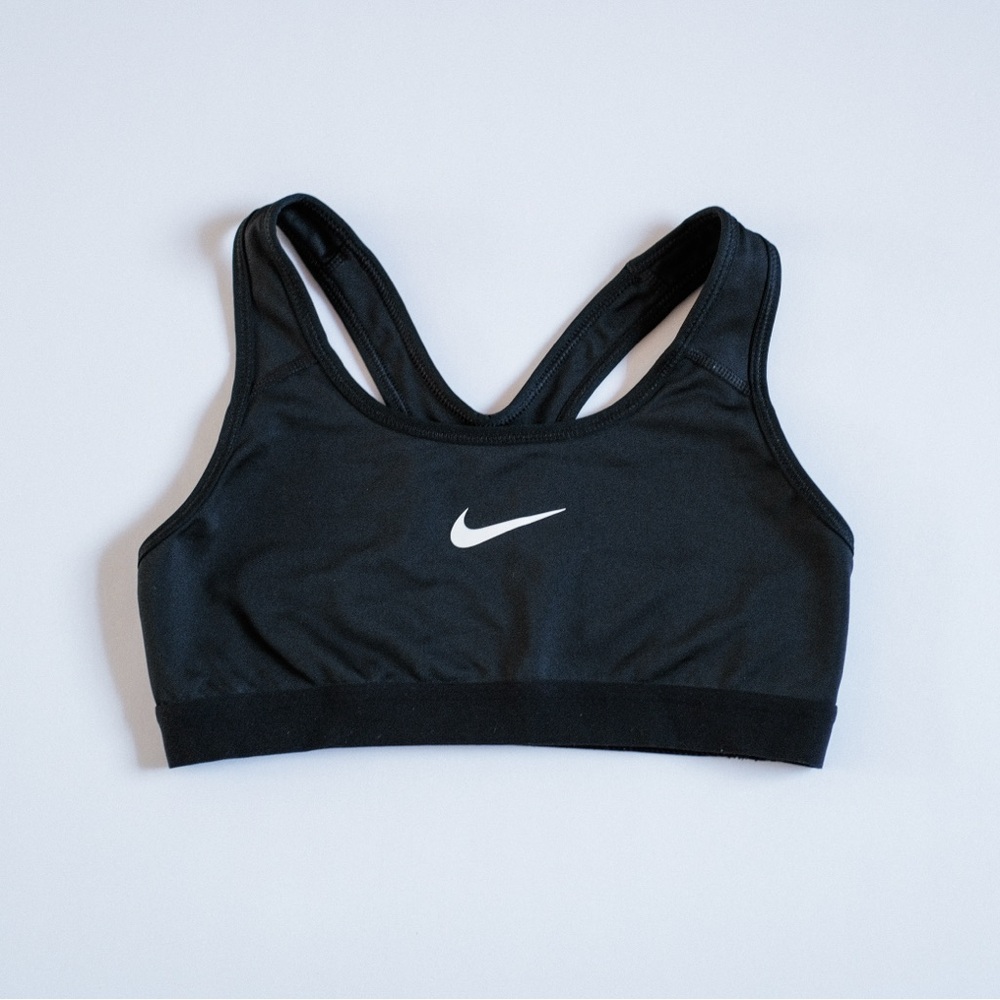 Nike Black Racerback Dri-FIT Sports Bra with White Swoosh